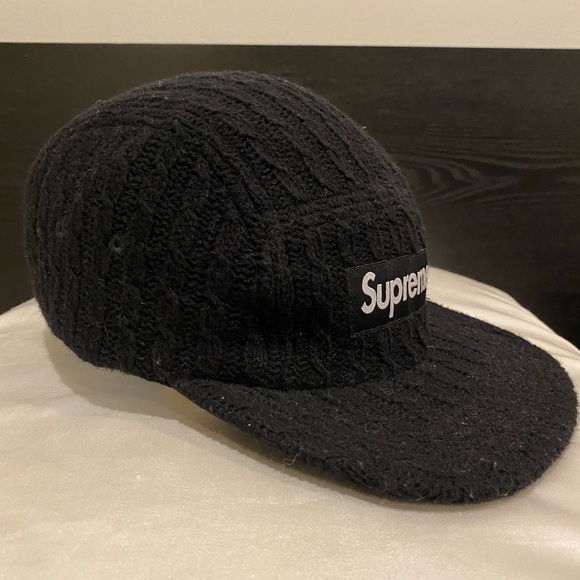 Supreme fitted cable knit camp cap. Black, size medium/large used. - Picture 3 of 6